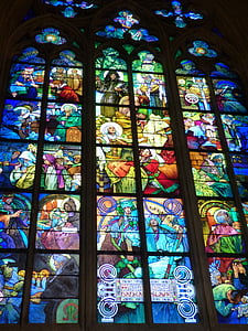 Glasmaleri, dias, vindue, hellige, kirke, tro, religiøse