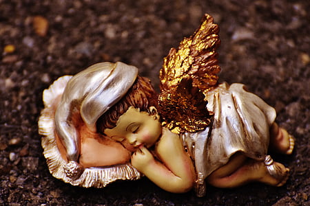 schutzengelchen, Angel, figur, søt, keramiske, kunst, Guardian angel