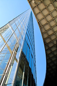 arhitektūra, ēka, fasāde, priekšējā stikla, tornis, stikls