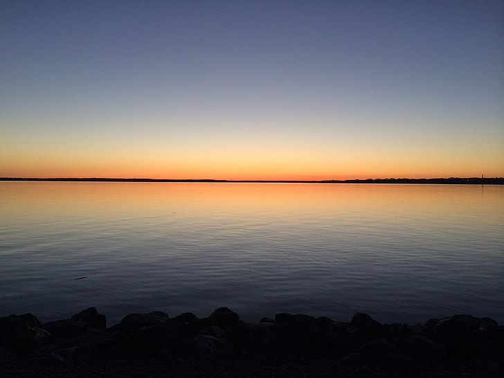 Océano, puesta de sol, agua, naranja, mar, Washington, noroeste del Pacífico