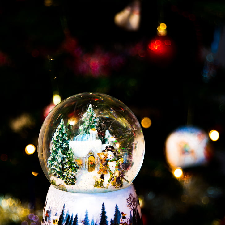 Christmas, Ball, afficher, décor, ornements, flou, bokeh