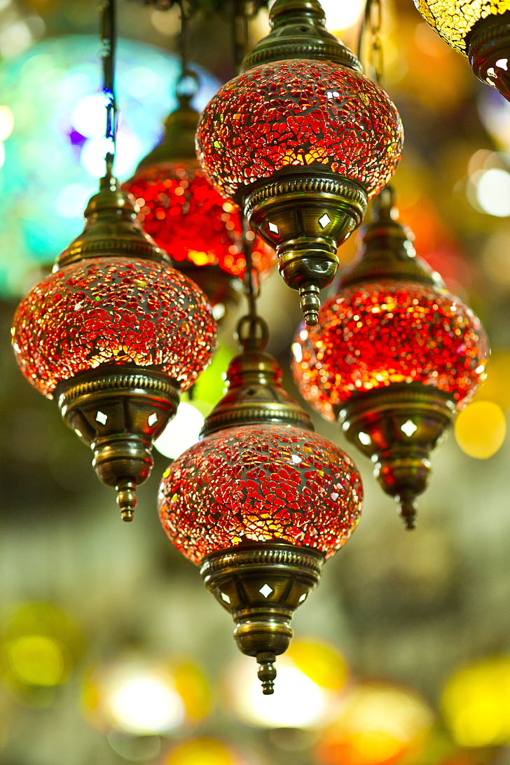Chandelier, lampe, rød, Istanbul, lys, Souvenir, Tyrkiet