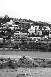 thành phố, Monterrey, sông, bên, trắng, màu đen