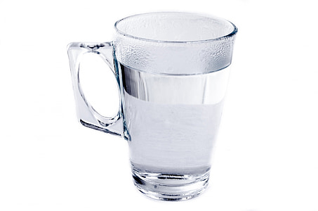 nápoj, pohár, vody, profil, izolované, reliéf, za studena