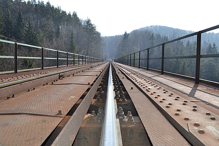 railway bridge, remate, track, bridge, train