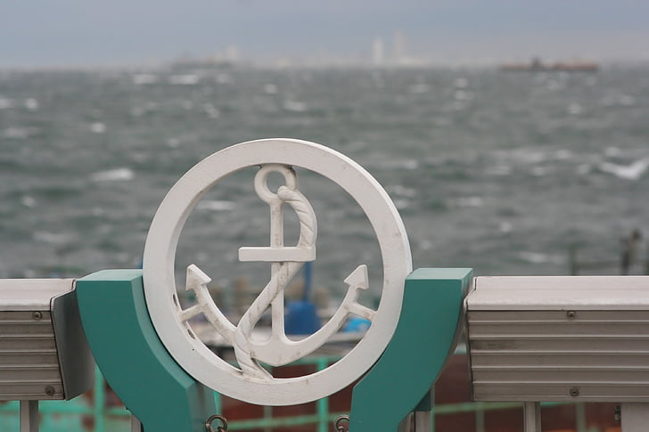 Anker, Mark, Wasserzeichen, Welle, weißen crested Wellen, Bucht von Tokio, auf der anderen Seite