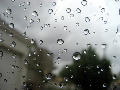 prší, vody, kvapôčky, sklo, povrch, transparentné, mokré