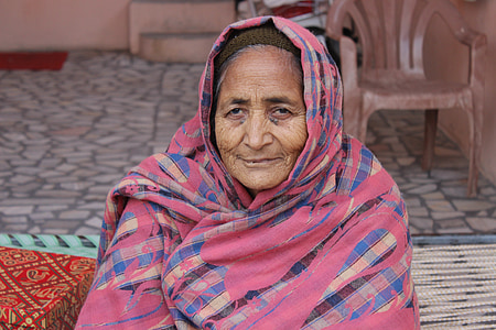 oude dame, India, Patiala, oude, Dame, Azië, vrouw