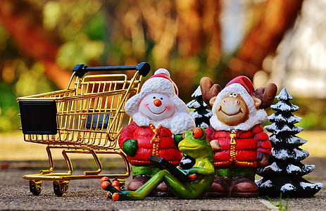 lo shopping online, Natale, lo shopping, l'acquisto di, caramella, carrello, lista della spesa