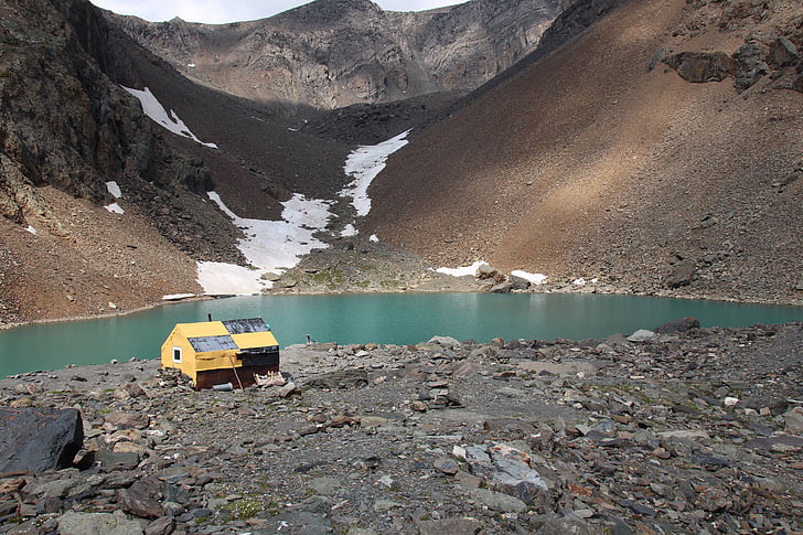 geologi, Mountain lake, Mountain altai, Altai, jäätikkö, löytää, Hut
