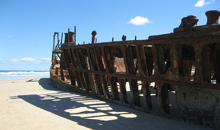 brodoloma ladje, Fraser island, Avstralija, razbitin, pesek, Beach