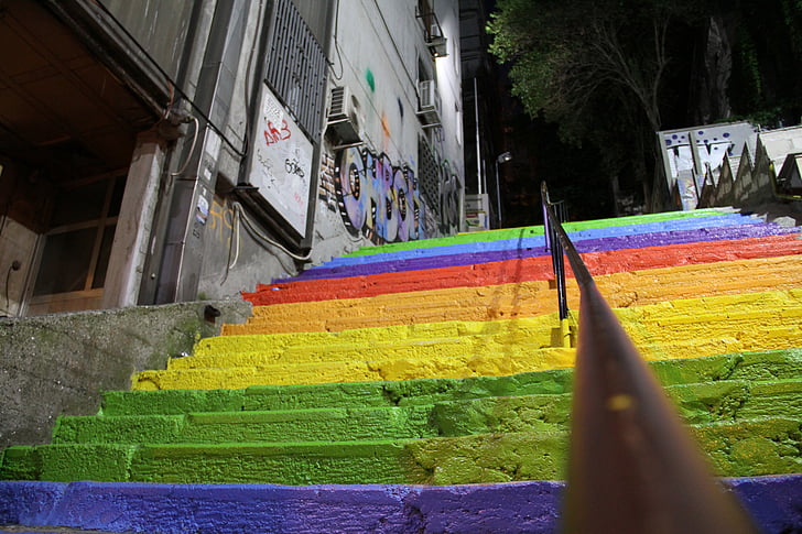 colors, stairs, rainbow