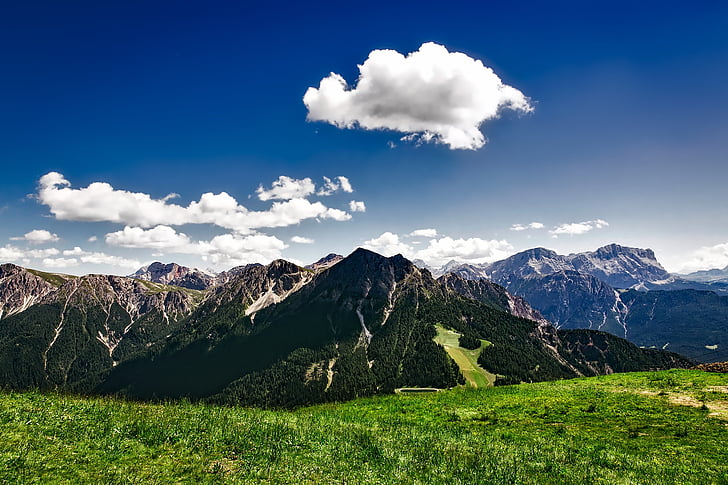 italy, alps, landscape, scenic, sky, clouds, summer