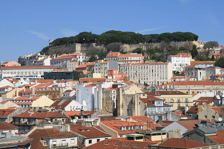castle, low, lisbon, portugal