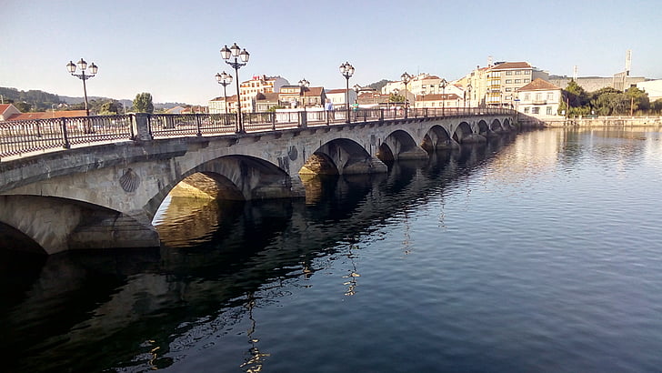 bridge, water, reflection, flowing, river, landscape, monument