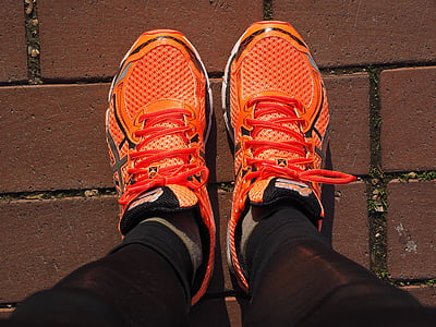 Sepatu, Menjalankan Sepatu, Orange, maraton Sepatu, olahraga, sepatu kets, JOG