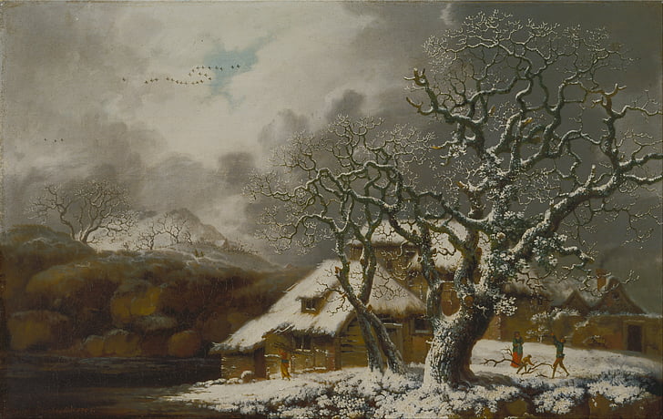 George smith, kunst, schilderij, olieverf op doek, landschap, winter, sneeuw