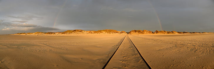 Amrum, Playa, arco iris, dunas, Nordfriesland, amplia, sol