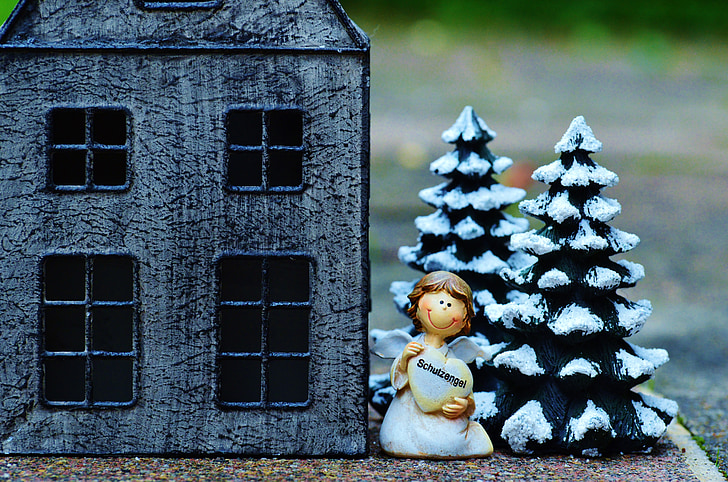 àngel de la guarda, casa, avets, l'hivern, neu, figura, Nadal