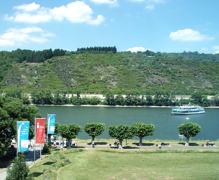 Rhine, Andernach, acara paduan suara, tanaman, Geyser, kapal, pohon