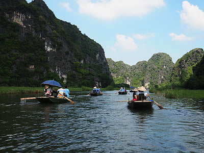 Vietnam, Asya, Doğu, tekneler, nehir