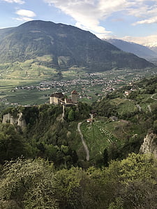 tirolo, South tyrol, Tiroles pils, kalns, daba, scenics, ainava