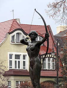luczniczka, Bydgoszcz, estátua, escultura, Figura, arte-final, Parque