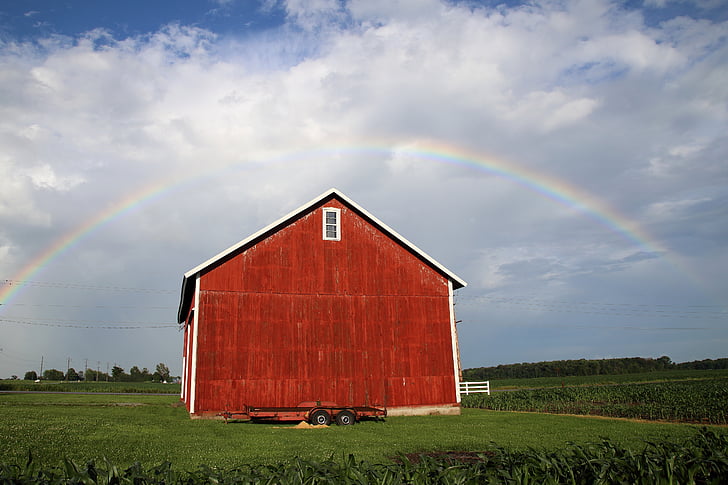 Rainbow barn, Barn, punainen Lato, vanha navetta, Barn takaisin, maalainen navetta