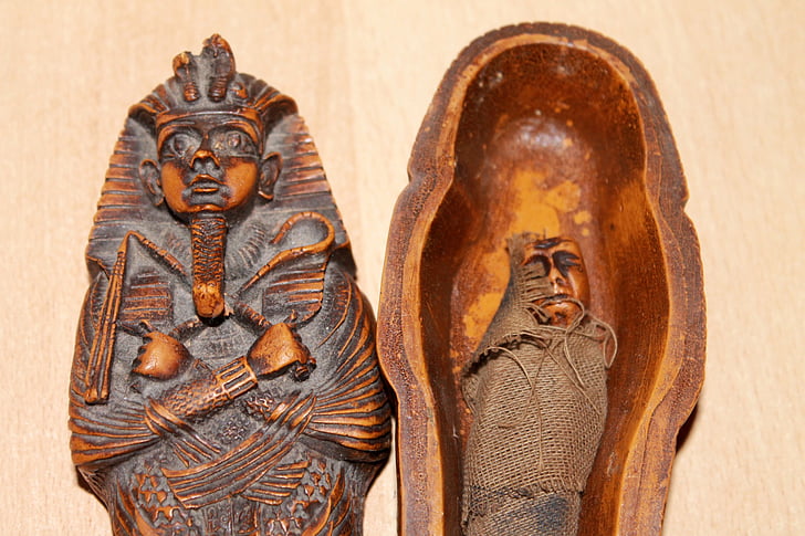 múmie, sarkofág, Egypt, so suvenírmi, Čistenie, staré, drevo - materiál