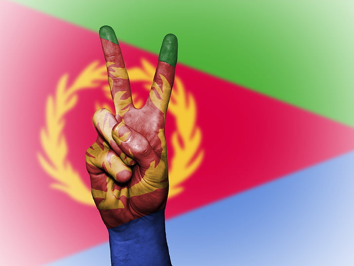 Eritrėja, taikos, ranka, tautos, fono, reklama, spalvos