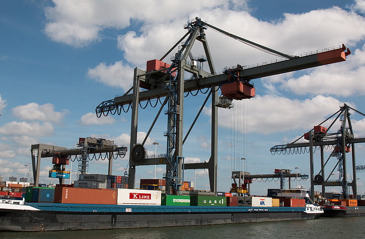 Nederland, Rotterdam, poort, container kraan