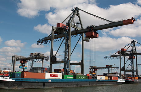 Pays-Bas, Rotterdam, port, portique à conteneurs