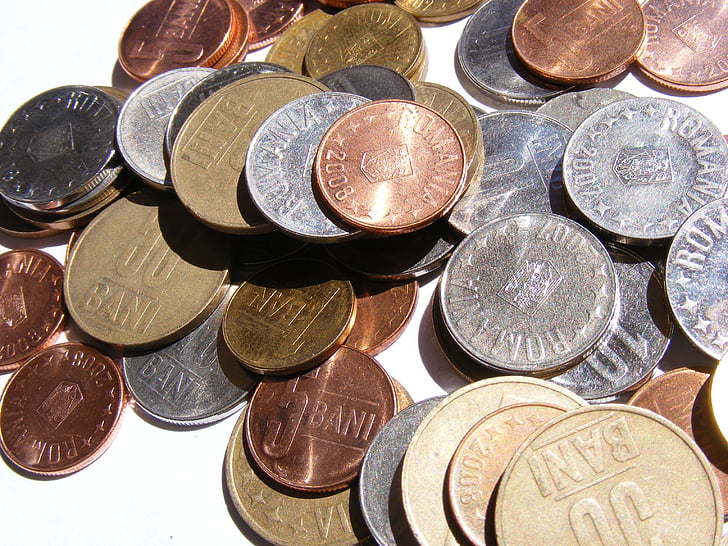 Bani, monedas, Lei, metal, dinero, Rumano, negocios-finanzas