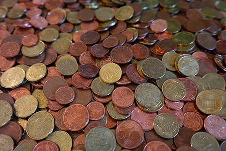 mønter, cent, specie, penge, euro, øre stykker, metal