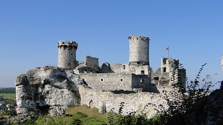 Castelo, Ogrodzieniec, pedras, modo de exibição, paisagem, rocha, natureza