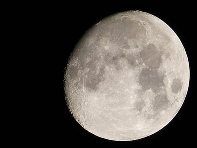 moon, gibbous, handheld, sky, night, surface, crater