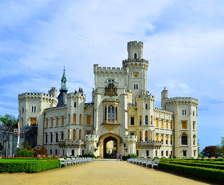 Castle, táj, színes fotózás, Hluboká, építészet, híres hely, történelem
