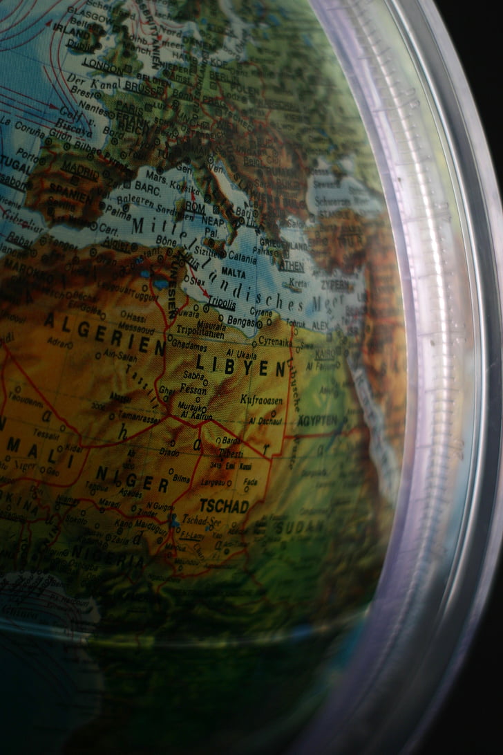 Globe, Líbia, Algéria, Afrika, Észak-Afrika