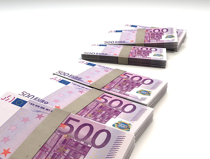 seis, Bundle, Euro, Bill, dinheiro, Moeda de euro, notas