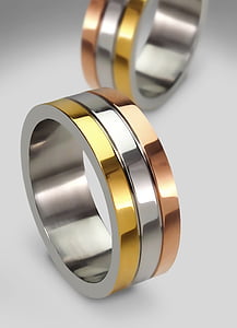 coppie, anelli di fidanzamento, oro, matrimonio, anelli, rosa, argento