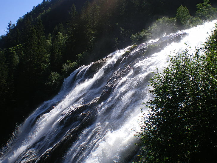 waterfall, nature, austria, alpine
