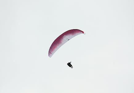 adventure, flight, fun, parachute, paraglider, silhouette, flying