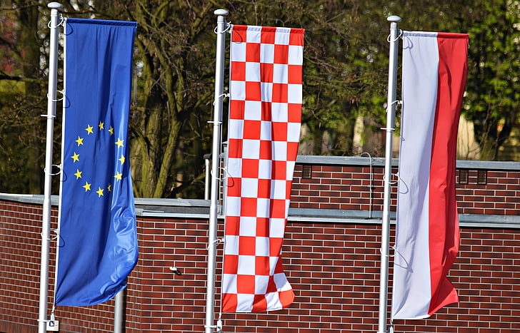 bandiera, l'Unione, europeo, Polonia, l'albero
