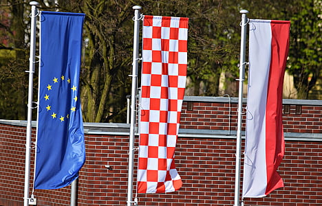 flagga, unionen, Europeiska, Polen, masten