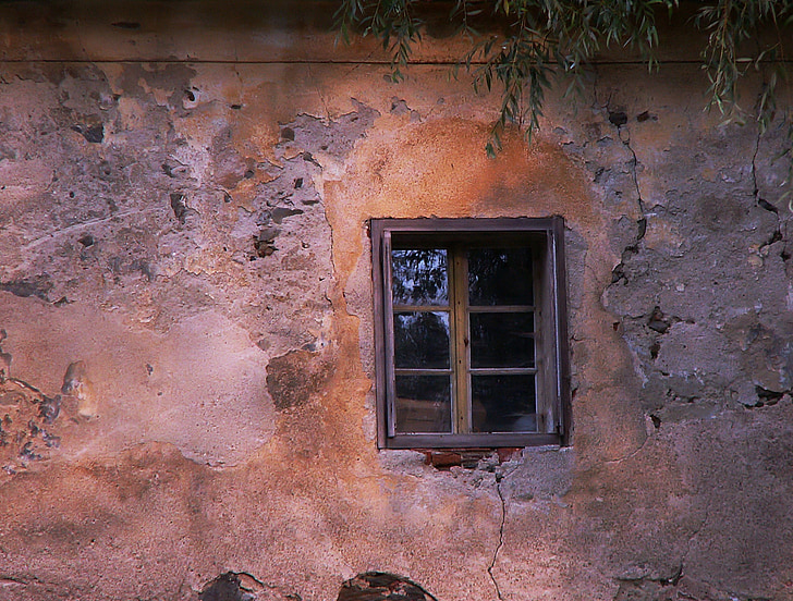 ikkuna, vanha ikkuna, Wall, vanha seinä, Rectory, Ledenice, Willow