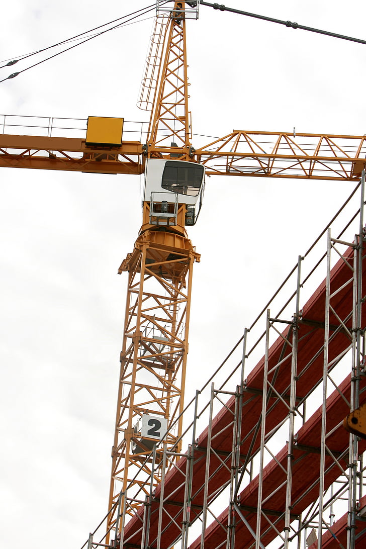 baukran, crane, site, construction work, technology, sky, build