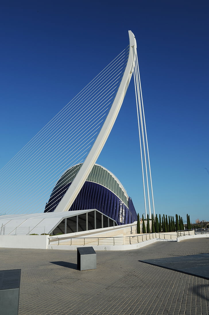 Valencia, Spanien, arkitektur, bygning, moderne, solen, blå himmel