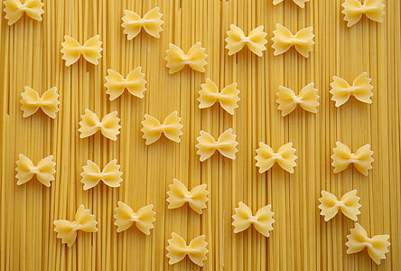 noodles, pasta, spaghetti, farfalle, carbohydrates, yellow, eat