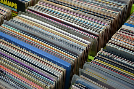 rekordok, gyűjtemény, régi, Vintage, Gramofon, 33 rpm, hüvely