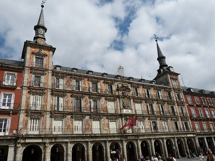 Plaza mayor, Madrid, Spania, plass, rådhuset, historisk, arkitektur